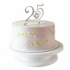 Metallic Silver 25th Anniversary Cake Topper - 20x16cm