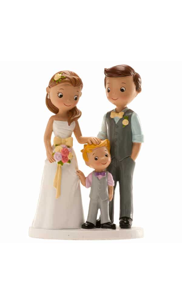 Wedding Couple With Boy Cake Topper - 16cm