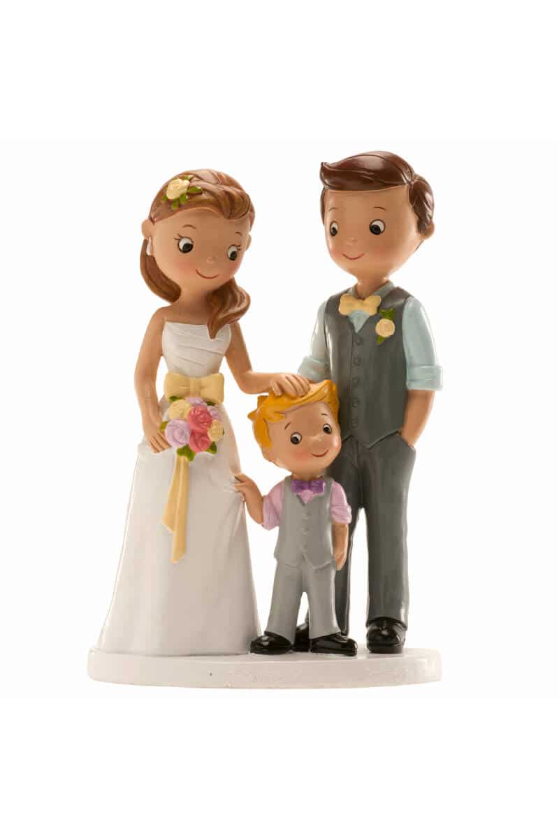 Wedding Couple With Boy Cake Topper - 16cm