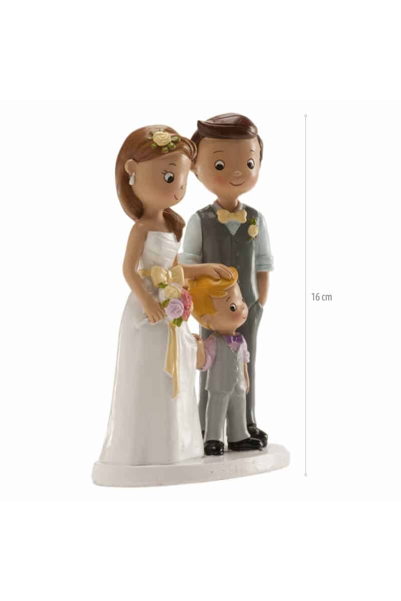 Wedding Couple With Boy Cake Topper - 16cm