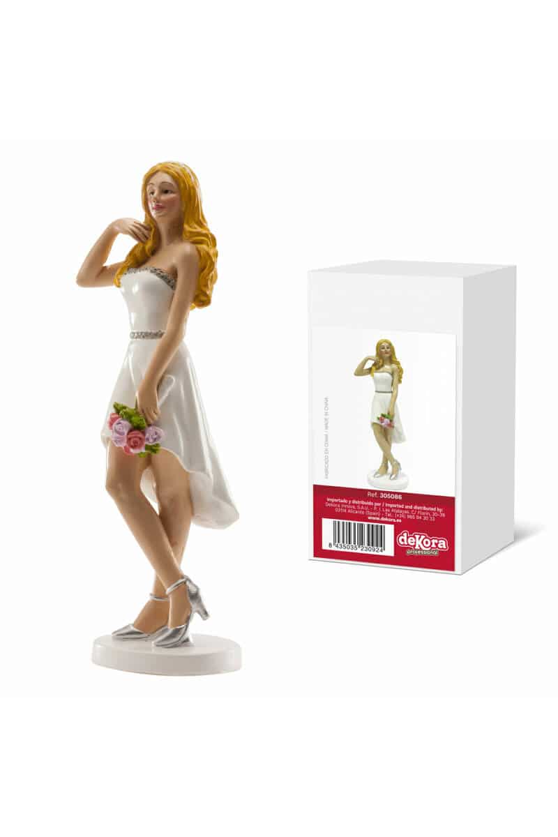 Wedding Woman Short Dress Cake Topper - 16cm