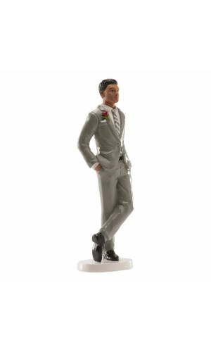 Wedding Man Grey Suit Cake Topper - 16 cm