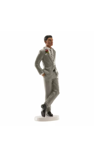 Wedding Man Grey Suit Cake Topper - 16 cm
