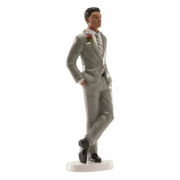 Wedding Man Grey Suit Cake Topper - 16 cm