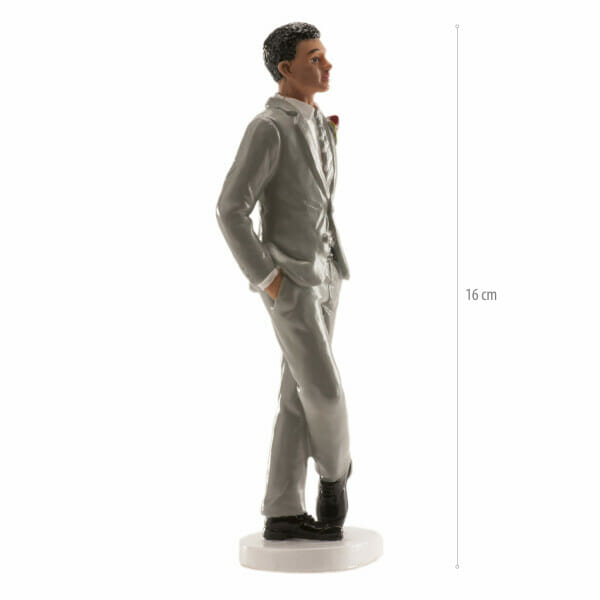 Wedding Man Grey Suit Cake Topper - 16 cm