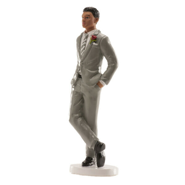 Wedding Man Grey Suit Cake Topper - 16 cm