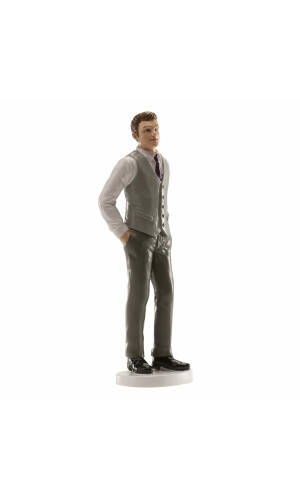 Wedding Man Grey Vest Cake Topper - 16cm