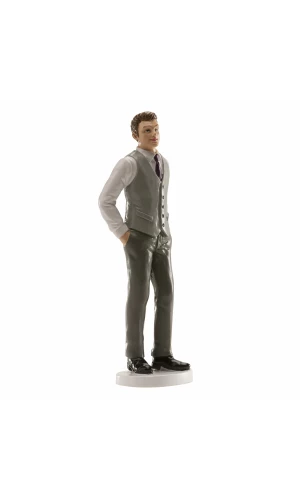 Wedding Man Grey Vest Cake Topper - 16cm