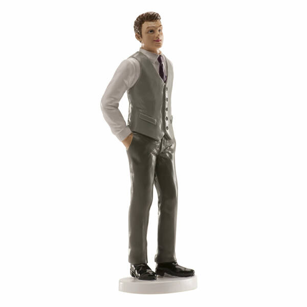 Wedding Man Grey Vest Cake Topper - 16cm