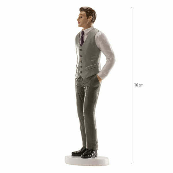 Wedding Man Grey Vest Cake Topper - 16cm