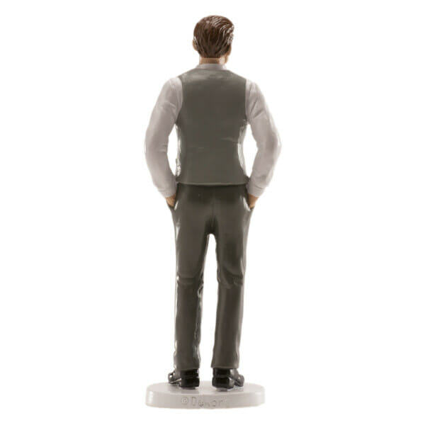 Wedding Man Grey Vest Cake Topper - 16cm