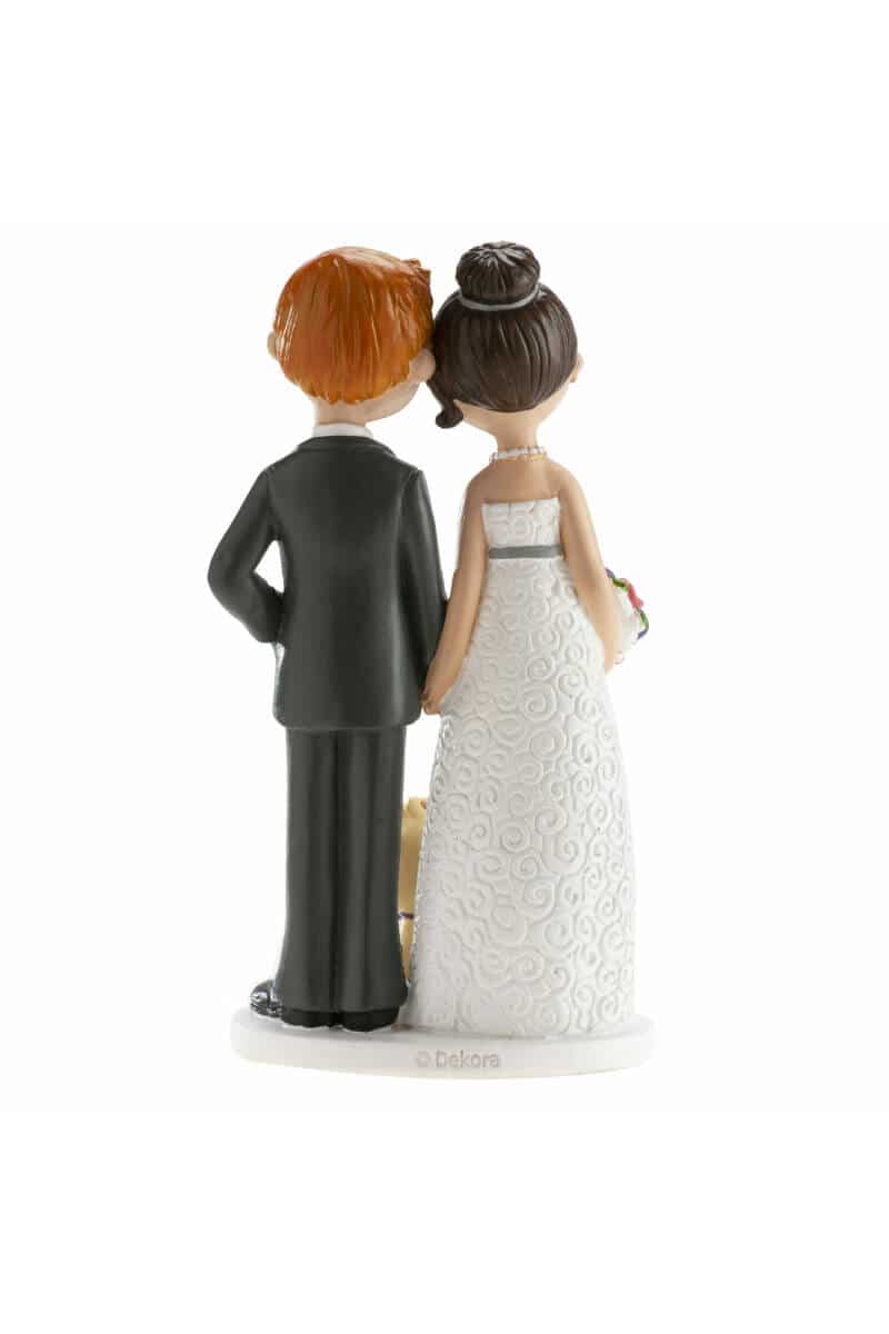 Wedding Couple With Dog Cake Topper - 16cm