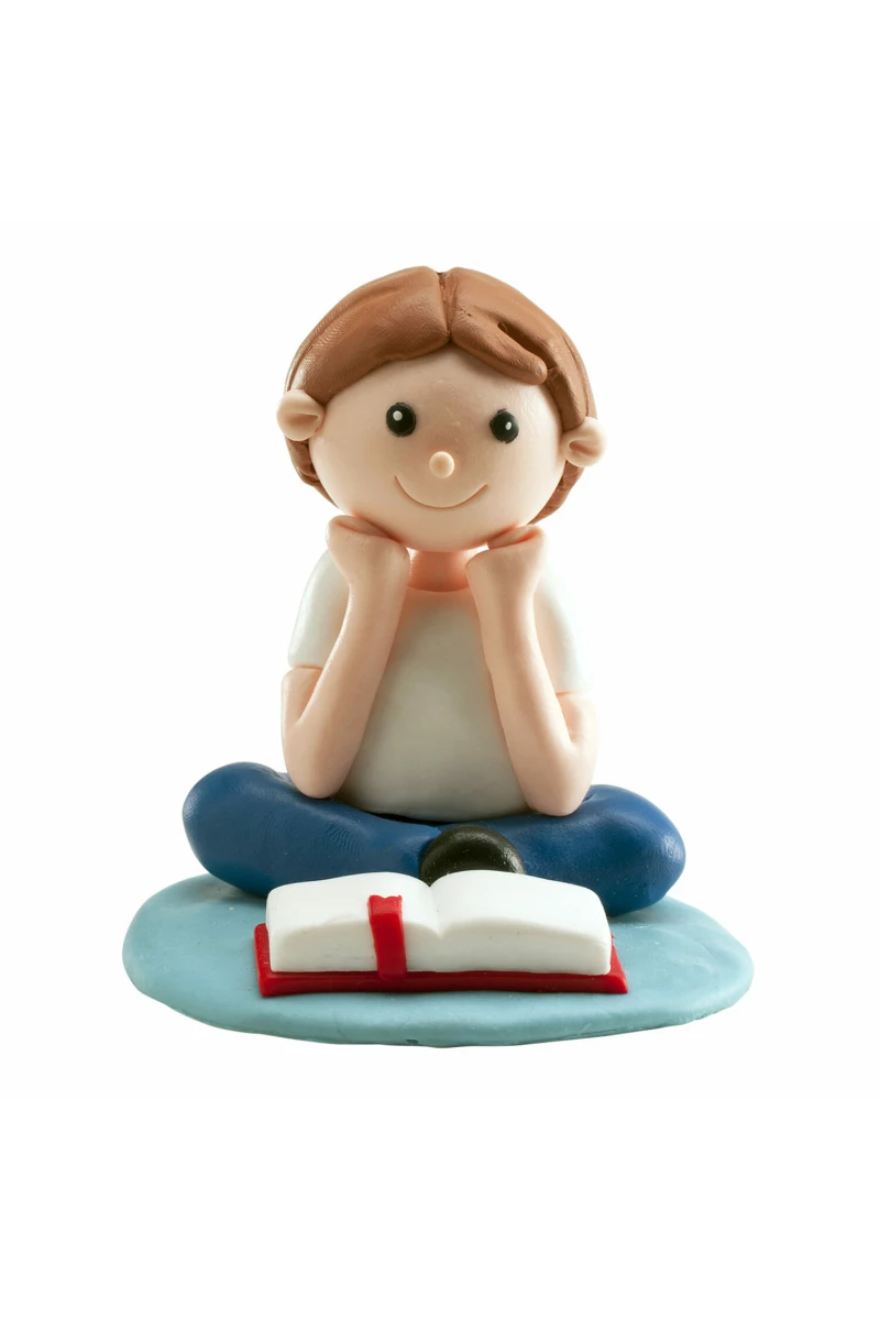 Communion Seated Boy Cake Topper - 8cm