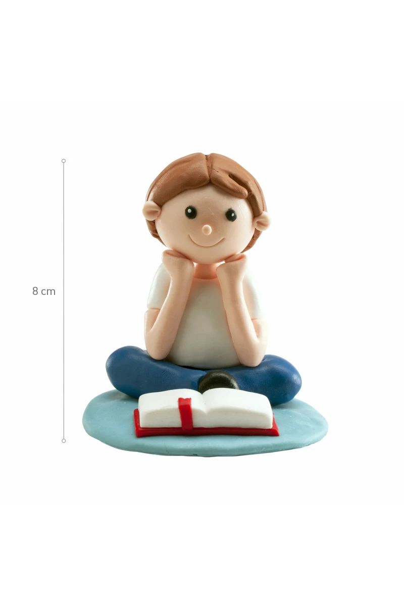 Communion Seated Boy Cake Topper - 8cm