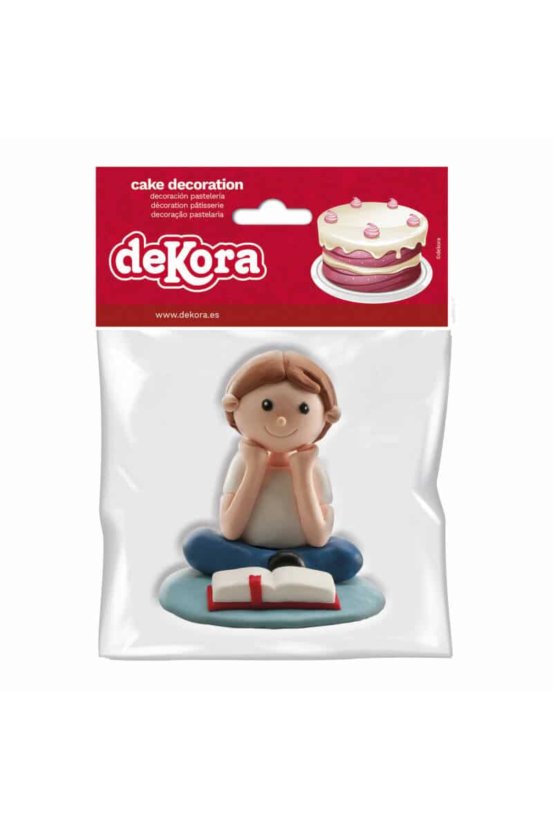 Communion Seated Boy Cake Topper - 8cm