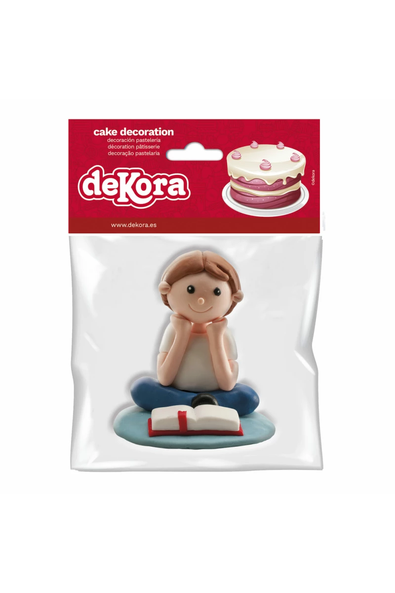 Communion Seated Boy Cake Topper - 8cm