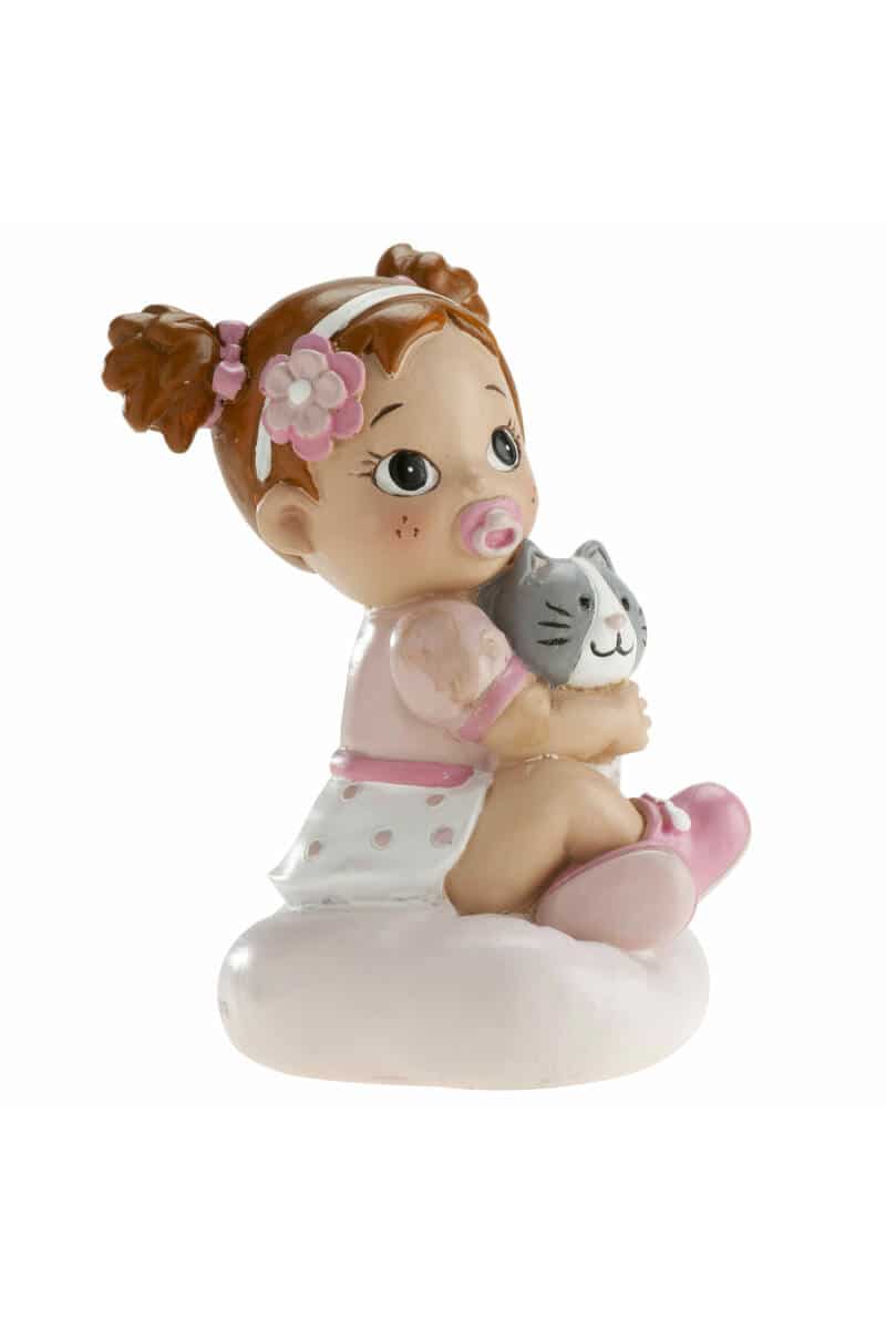 Girl With Cat Cake Topper - 10cm