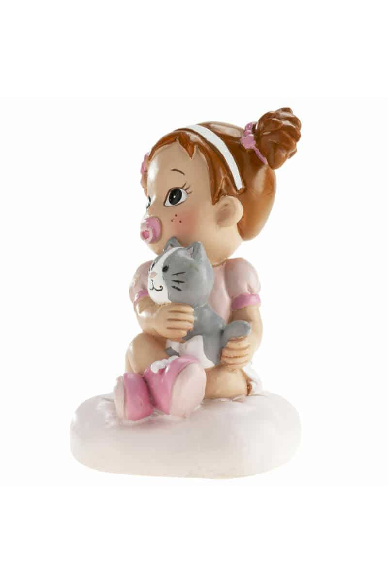 Girl With Cat Cake Topper - 10cm