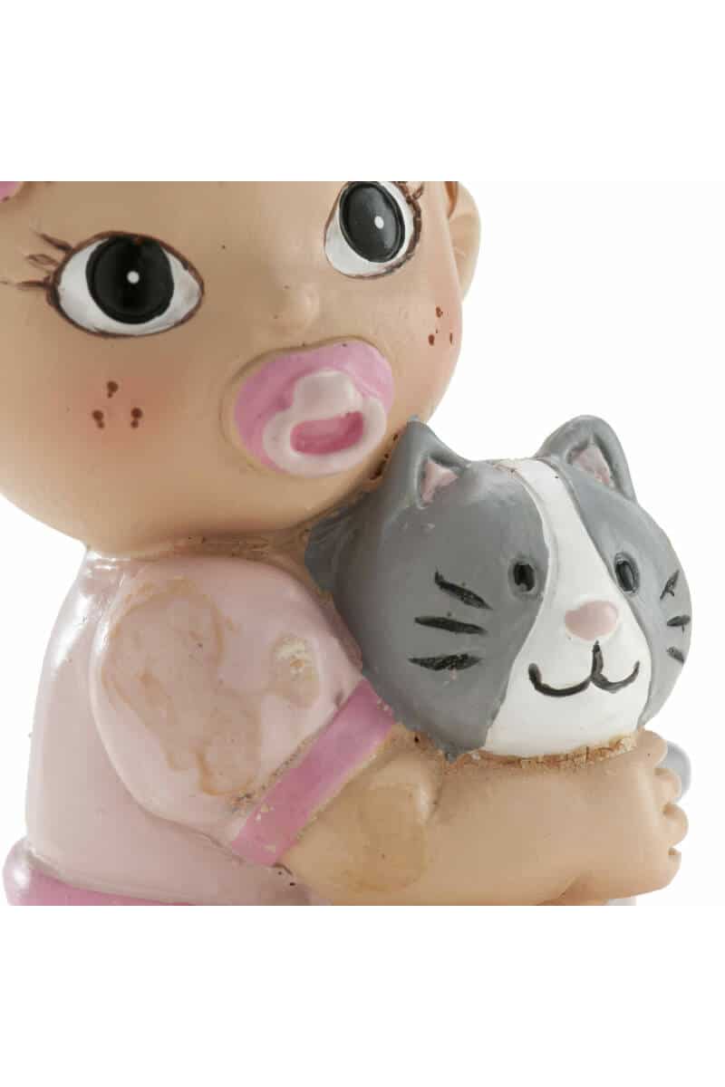 Girl With Cat Cake Topper - 10cm