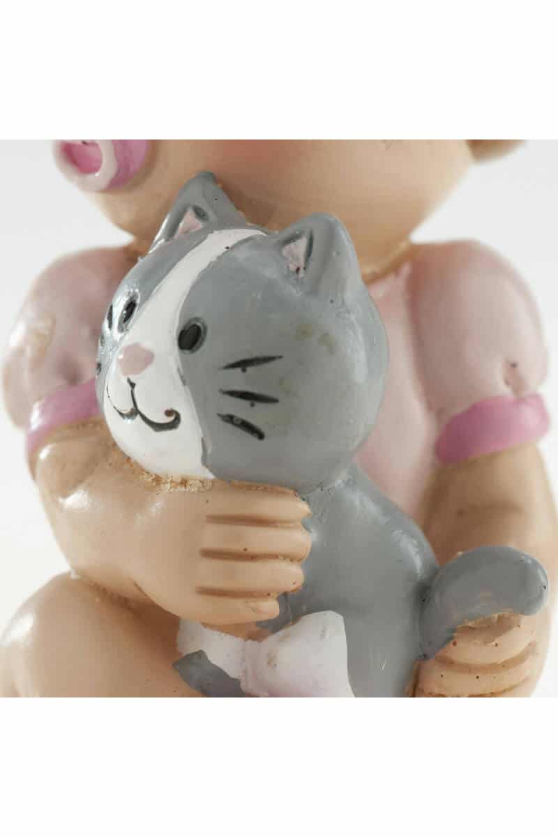 Girl With Cat Cake Topper - 10cm