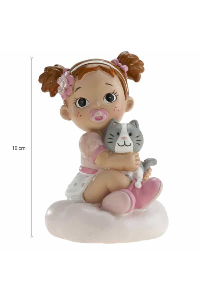 Girl With Cat Cake Topper - 10cm