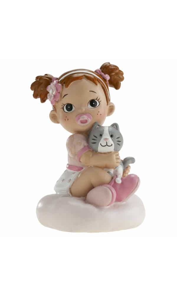 Girl With Cat Cake Topper - 10cm