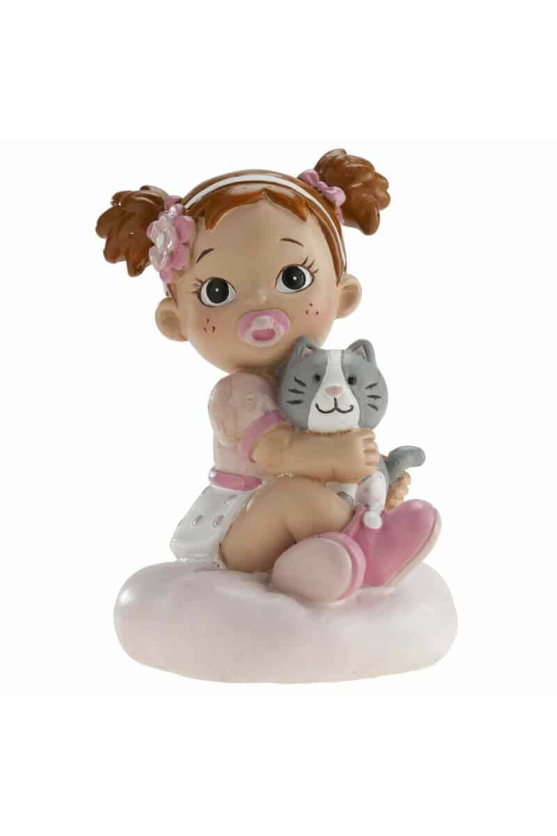 Girl With Cat Cake Topper - 10cm