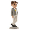 Communion Boy Cake Topper Grey Suit Nico - 15cm