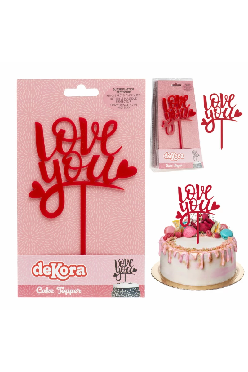 Cake Topper Love You - 13.5x10cm