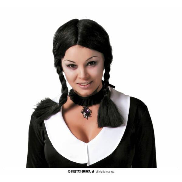 Wednesday Black Wig With Braids - Adult One Size
