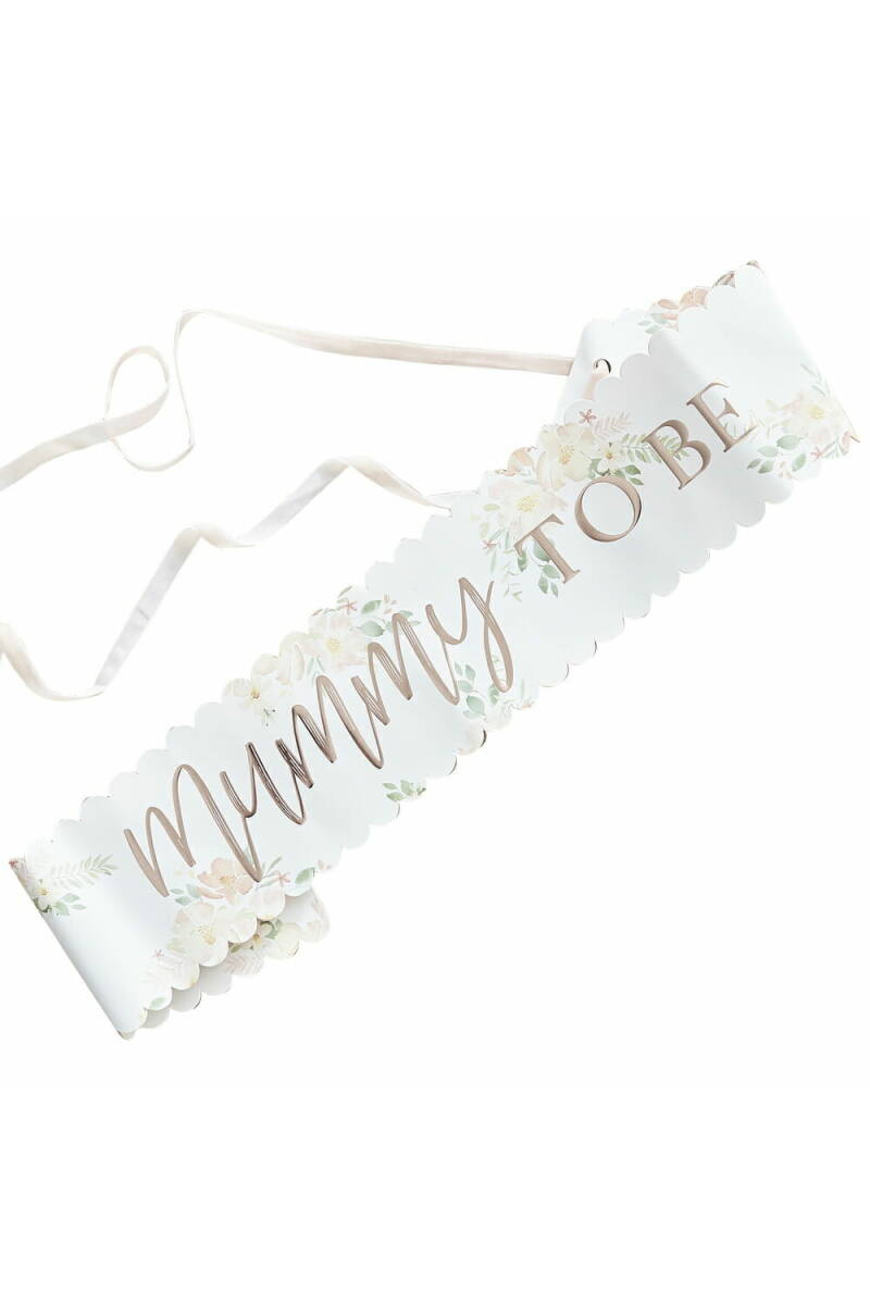 Floral Rose Gold Mummy To Be Baby Shower Sash