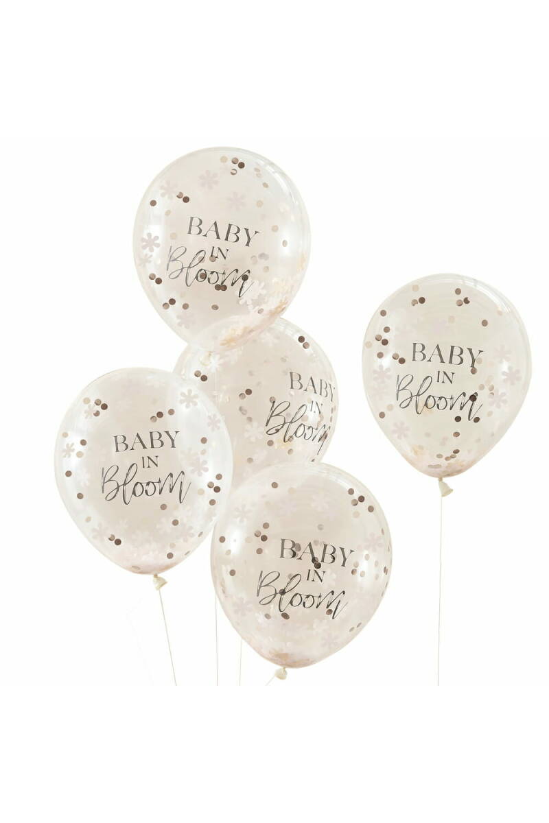 Rose Gold Baby Shower 12" Confetti Latex Balloons - 5pk