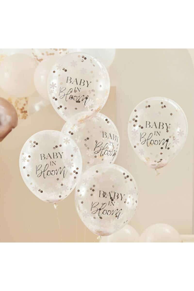 Rose Gold Baby Shower 12" Confetti Latex Balloons - 5pk