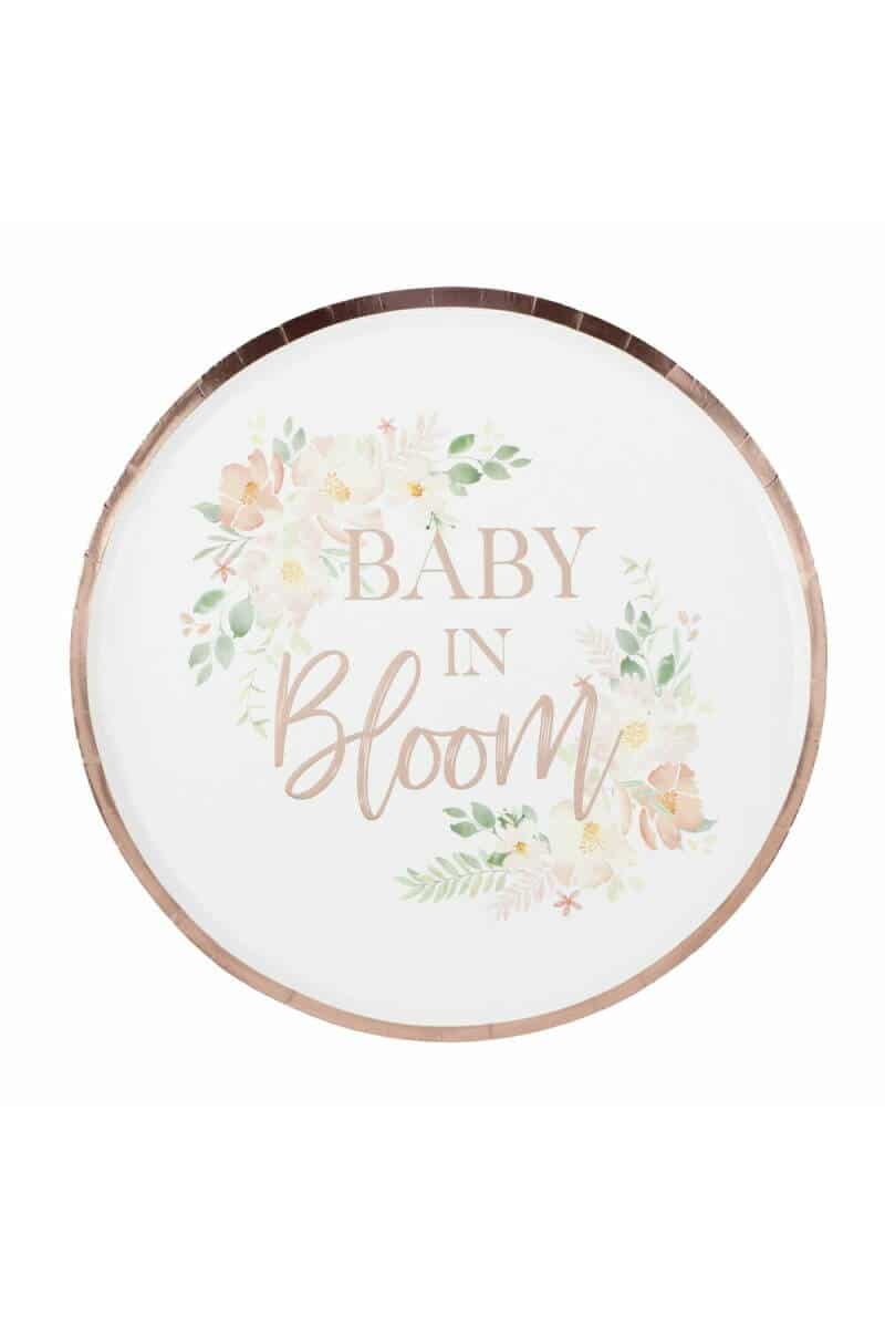 Rose Gold Baby In Bloom Baby Shower Plates