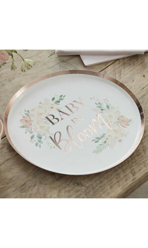 Rose Gold Baby In Bloom Baby Shower Plates