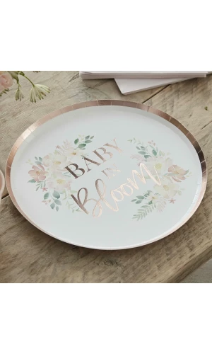 Rose Gold Baby In Bloom Baby Shower Plates