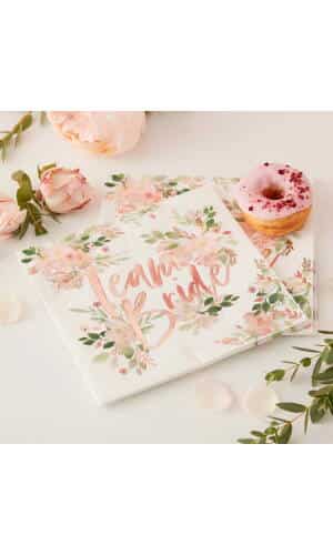 Team Bride Floral Hen Party Napkins - 16pk