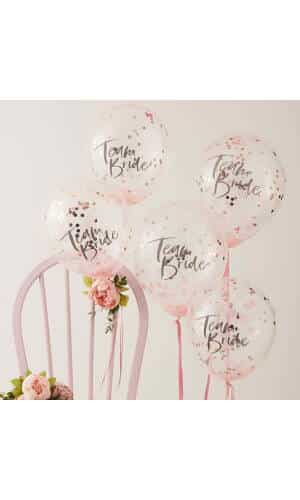 Team Bride 12" Confetti Latex Balloons - 5pk