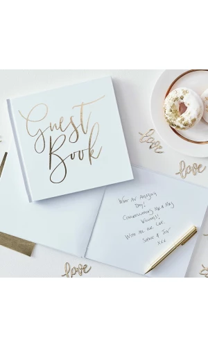 White and Gold Foiled Guest Book