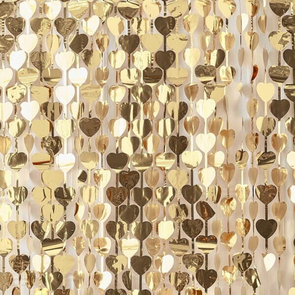 Gold Heart Wedding Party Backdrop