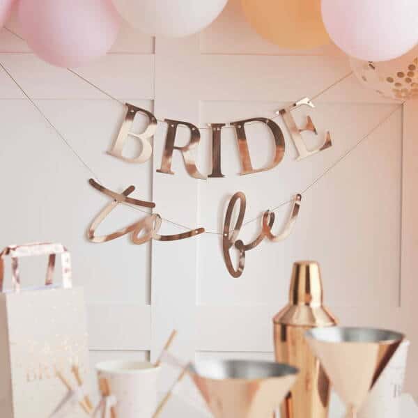 Rose Gold Bride To Be Hen Party Banner