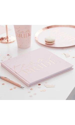 Pink Blush Velvet Team Bride Hen Party Guest Book