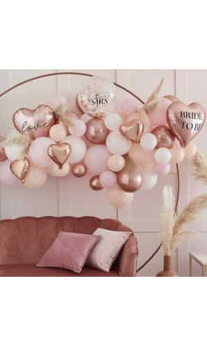 Pink, White, Peach and Rose Gold Hen Party Balloon Arch Kit