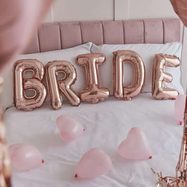 Rose Gold Bride and Heart Balloons Room Decoration Kit