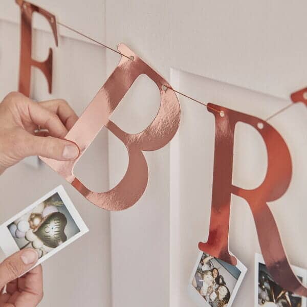 Rose Gold The Bride Hen Party Bunting with Photo Pegs