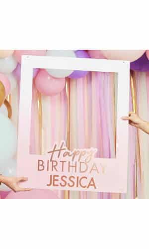 Rose Gold Foiled Personalised Happy Birthday Selfie Photo Booth Frame