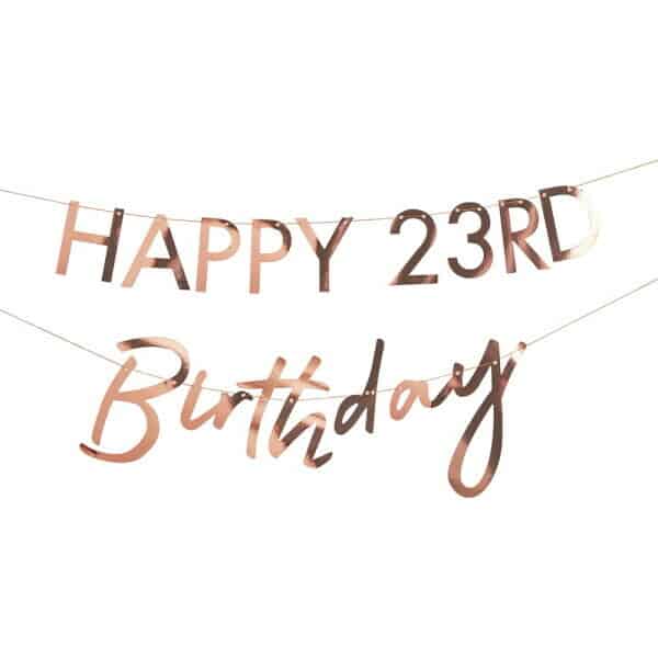 Customisable Milestone Rose Gold Birthday Banner
