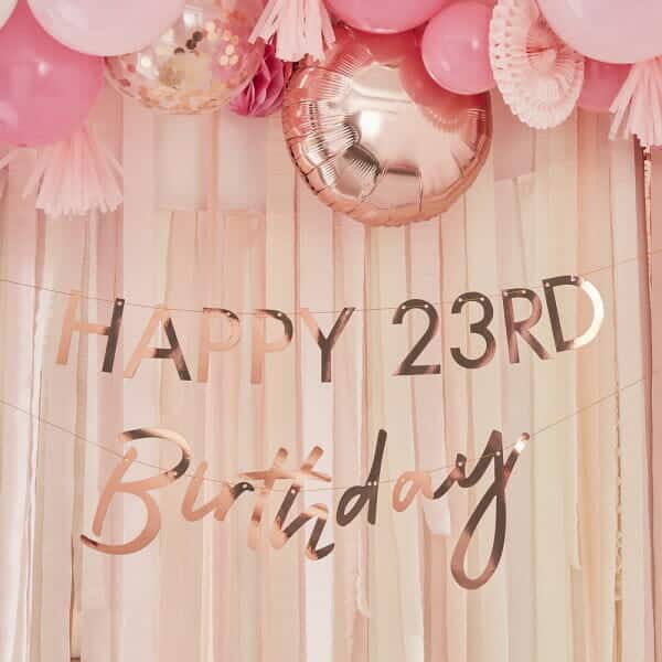 Customisable Milestone Rose Gold Birthday Banner