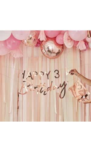 Customisable Milestone Rose Gold Birthday Banner