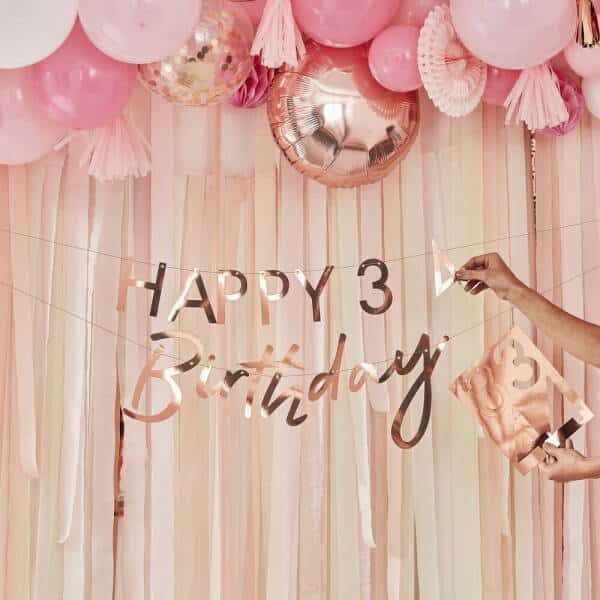 Customisable Milestone Rose Gold Birthday Banner